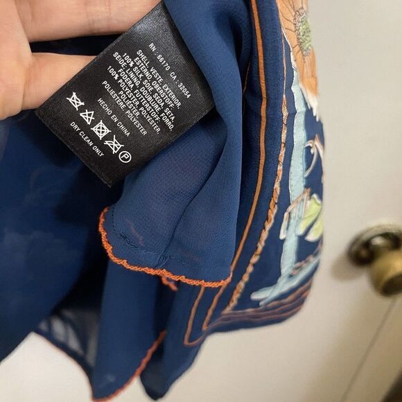 Anthropologie Moulinette Soeurs blue floral silk mini dress with pockets Medium - Picture 4 of 7